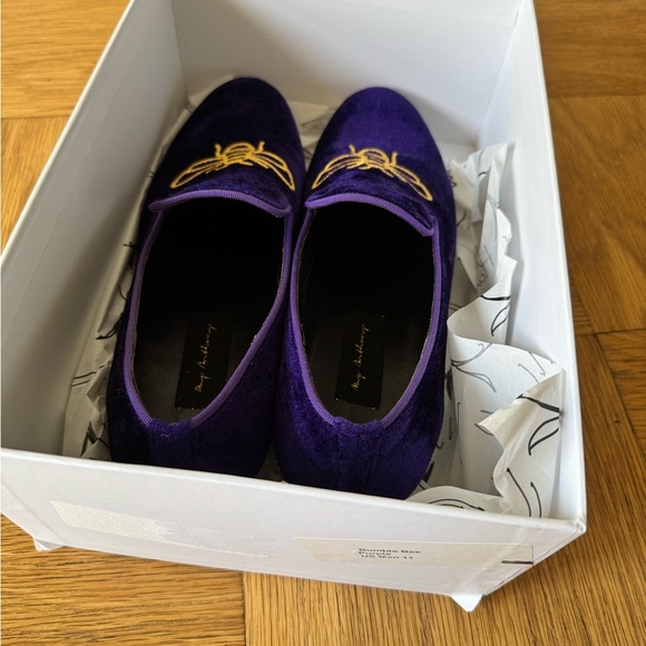 NEW May Anthony Mens US 11 Purple Bumble Bee Shoes Loafers Velvet - Picture 9 of 10